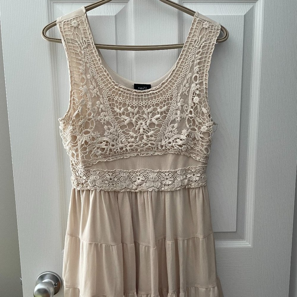 Cream coloured, Laze, Ruffle Dress